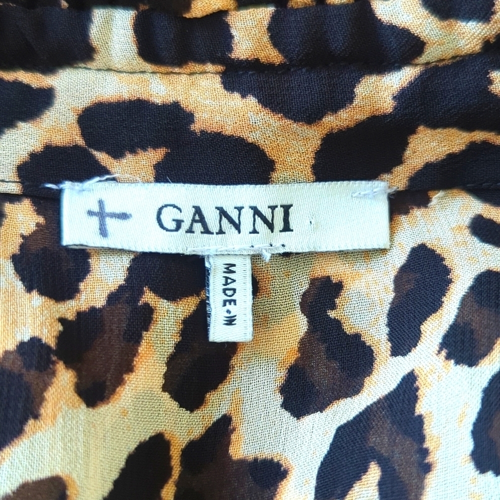 GANNI Fairfax Georgette Short Dress in Leopard - Picture 7 of 10